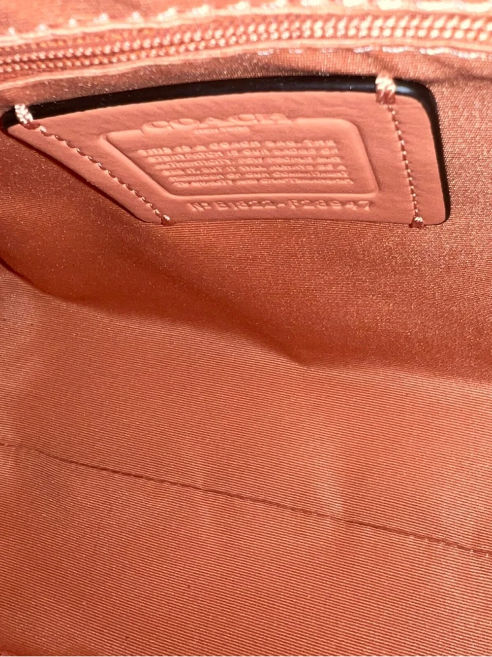 Coach Brown Signature Satchel with Pink Flamingo Accent - Picture 8 of 11